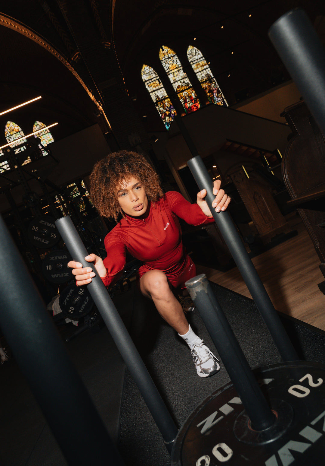 Woman doing squat test in Avae Wear non-see-through leggings