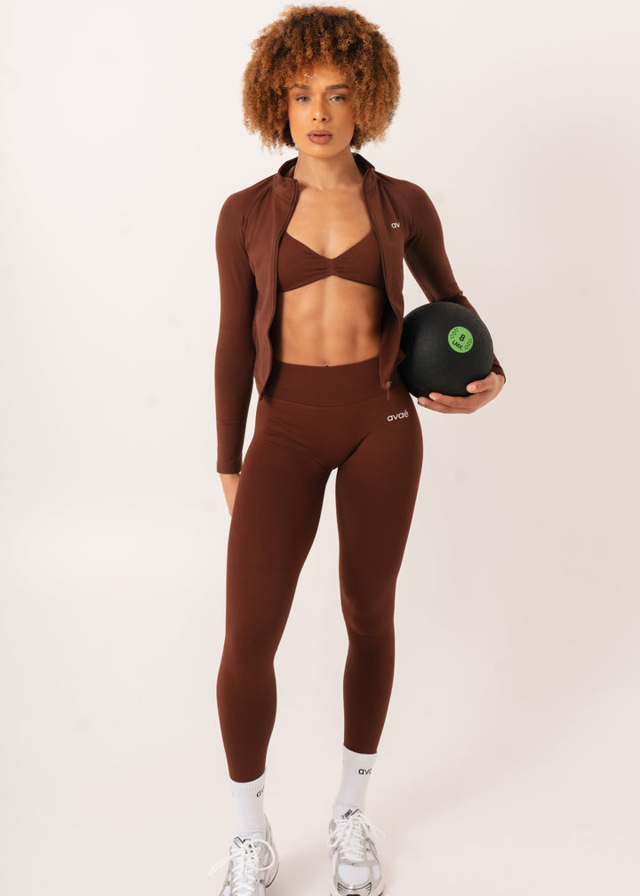 Enhance Full Zip Jacket Brown - Workout - Avae Wear