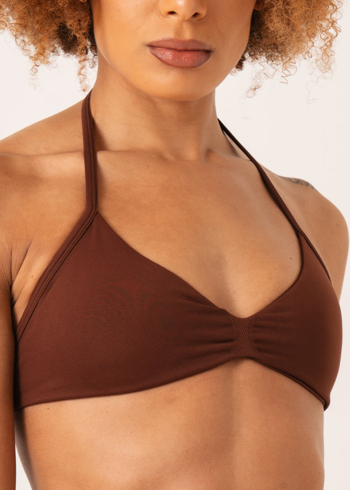Enhance Strappy Sports Bra Brown - Workout - Avae Wear