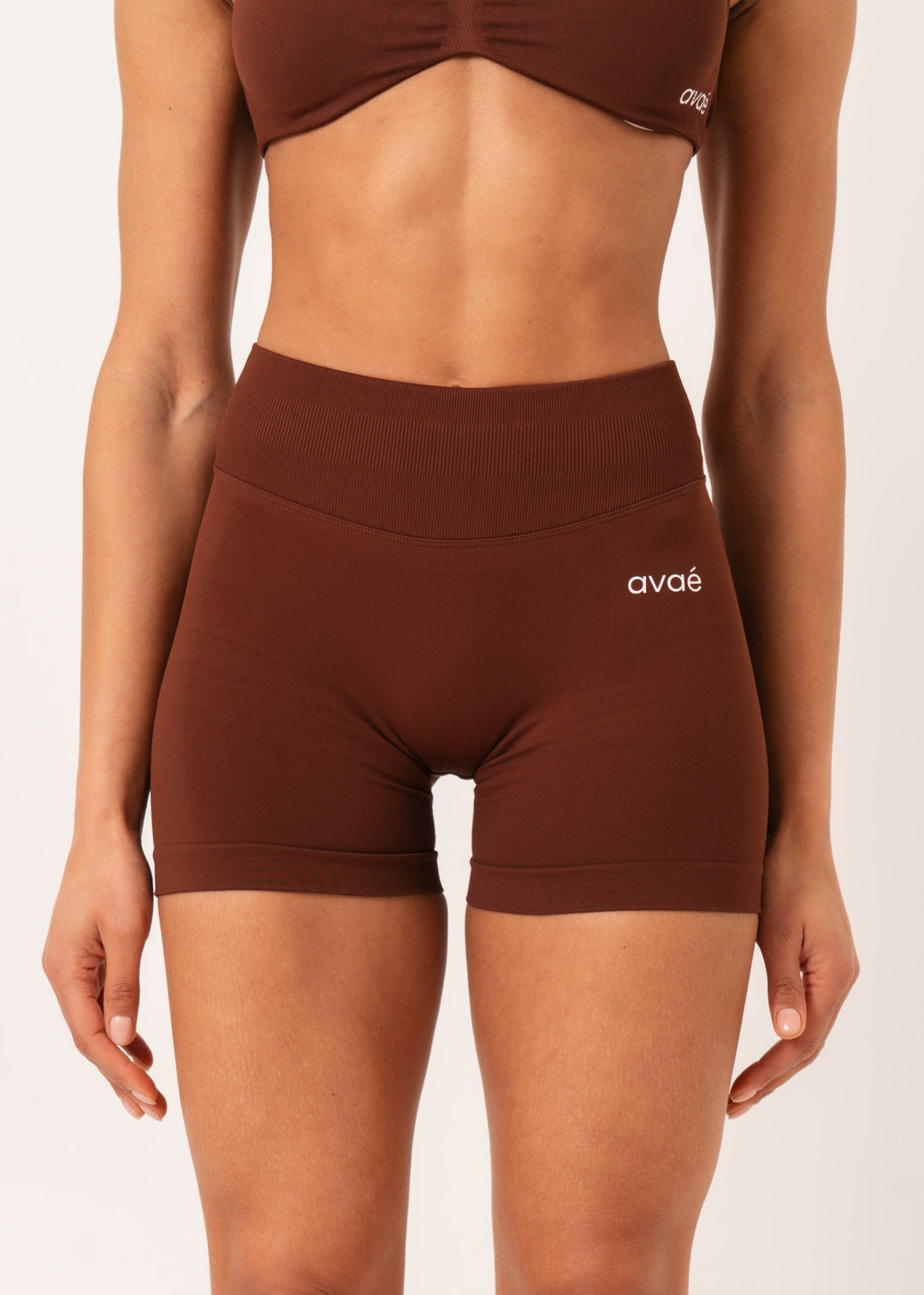 Avae Wear Enhance Shorts Brown - Gym Shorts Women Front View