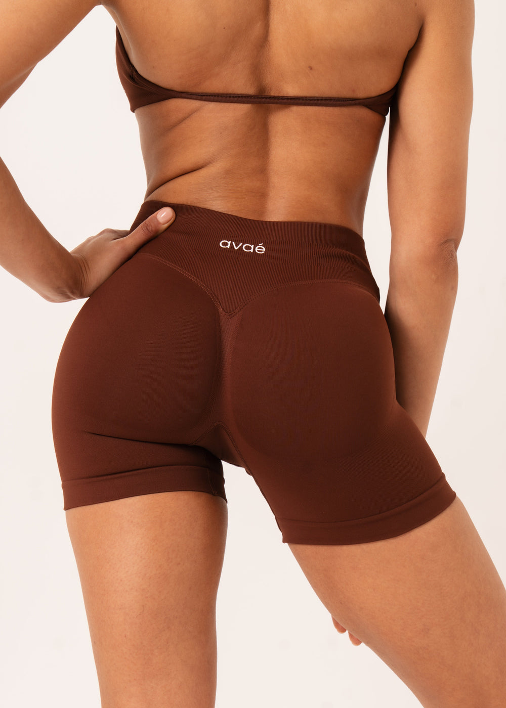 Enhance Shorts Brown - Squat Proof Biker Shorts Side View - Avae Wear
