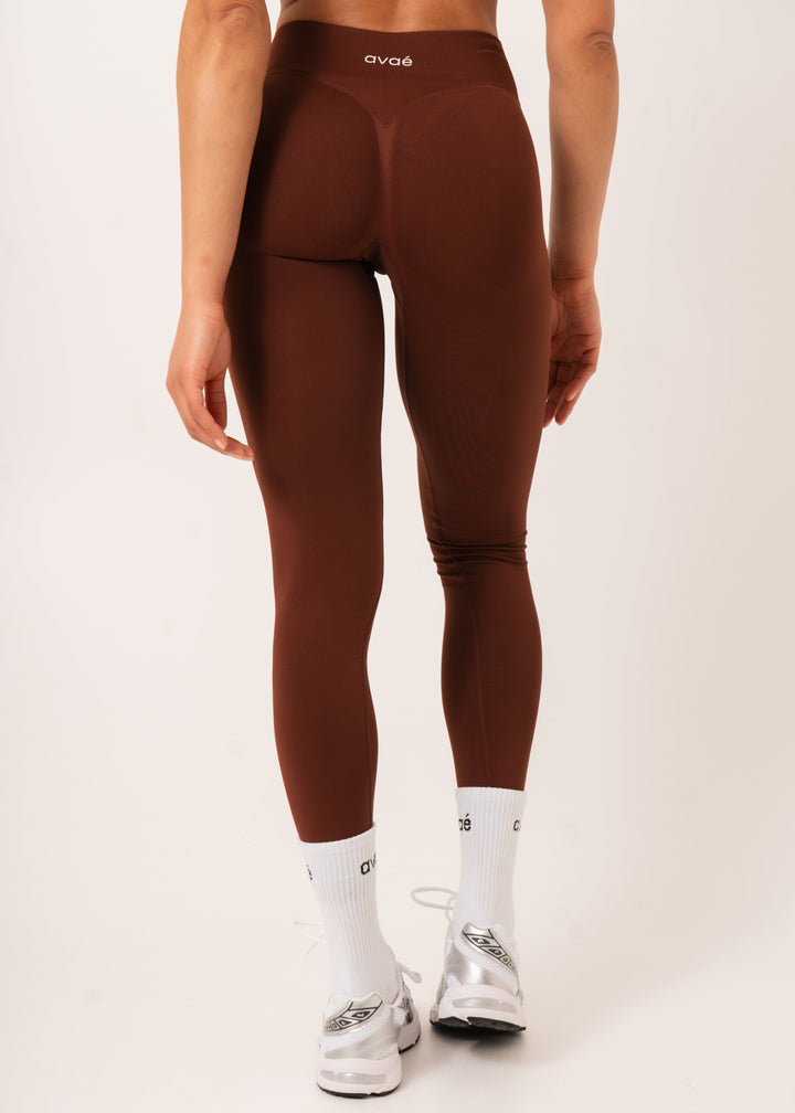 Enhance Legging Brown - Squat Proof Side View - Avae Wear