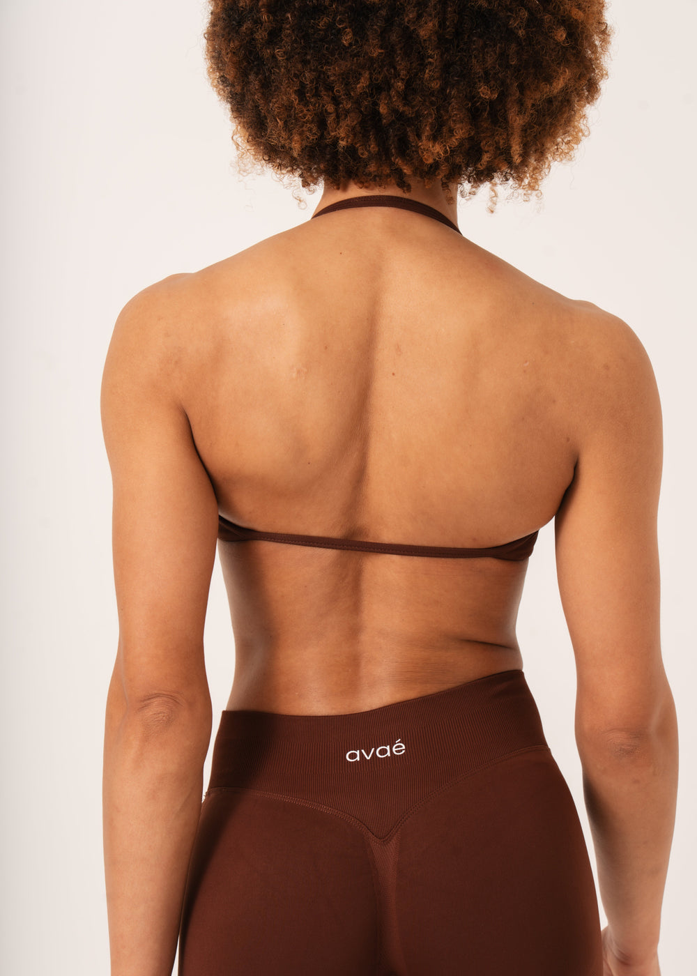 Enhance Strappy Sports Bra Brown - Supportive Workout Bra Side View - Avae Wear