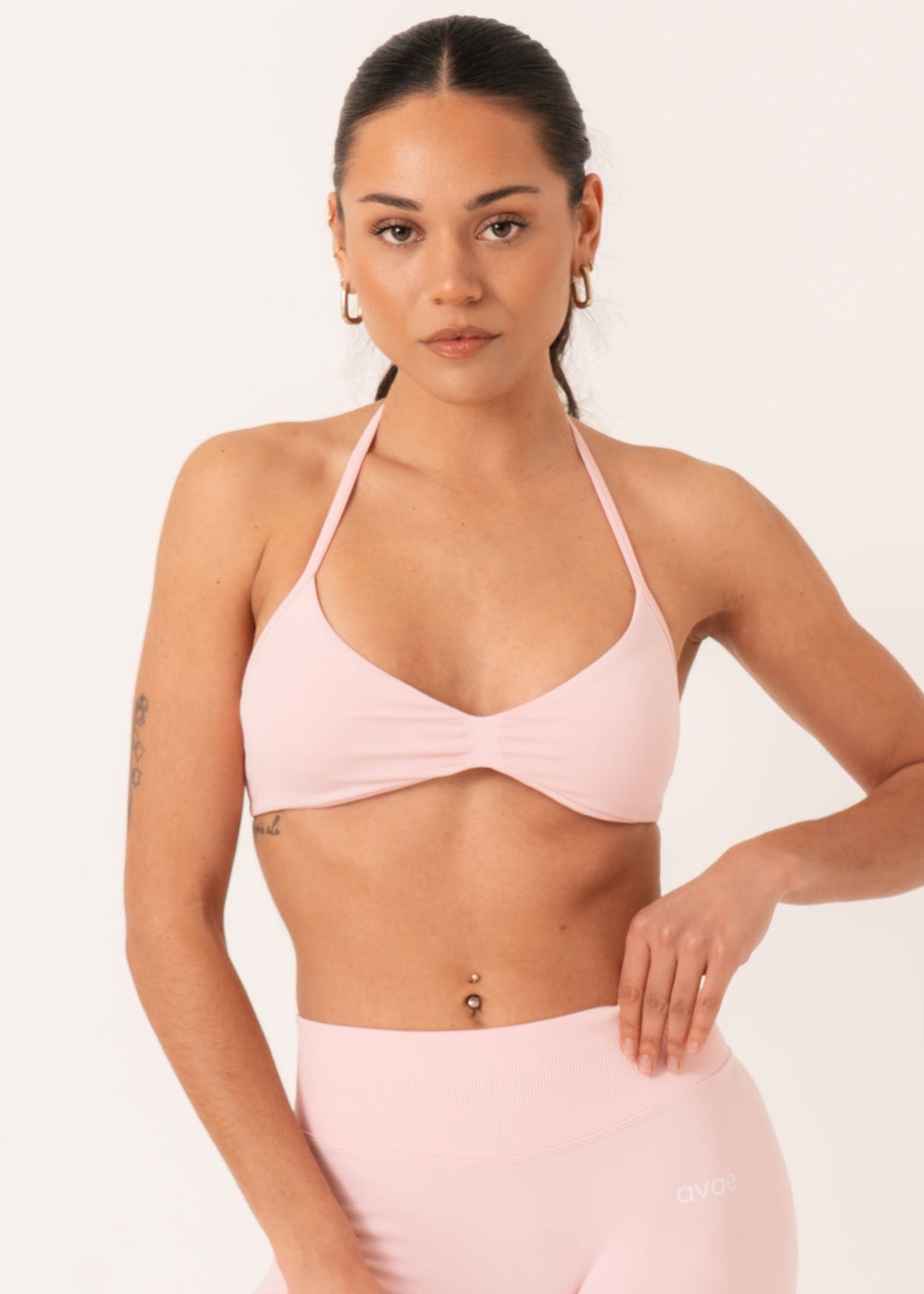 Enhance Strappy Sports Bra - Pink - Front View