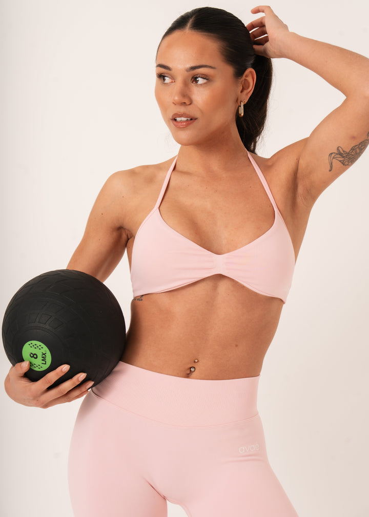 Enhance Strappy Sports Bra - Pink - Side View