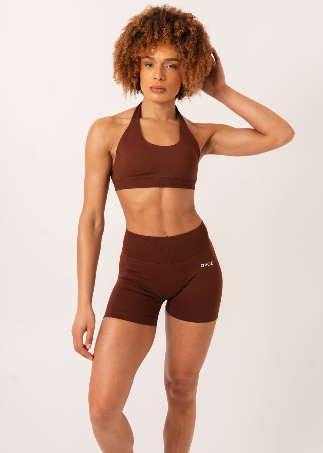 Enhance Halterneck Sport-BH Brown - Workout - Avae Wear