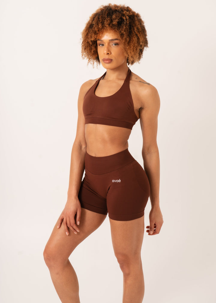 Enhance Halterneck Sport-BH Brown - Workout - Avae Wear