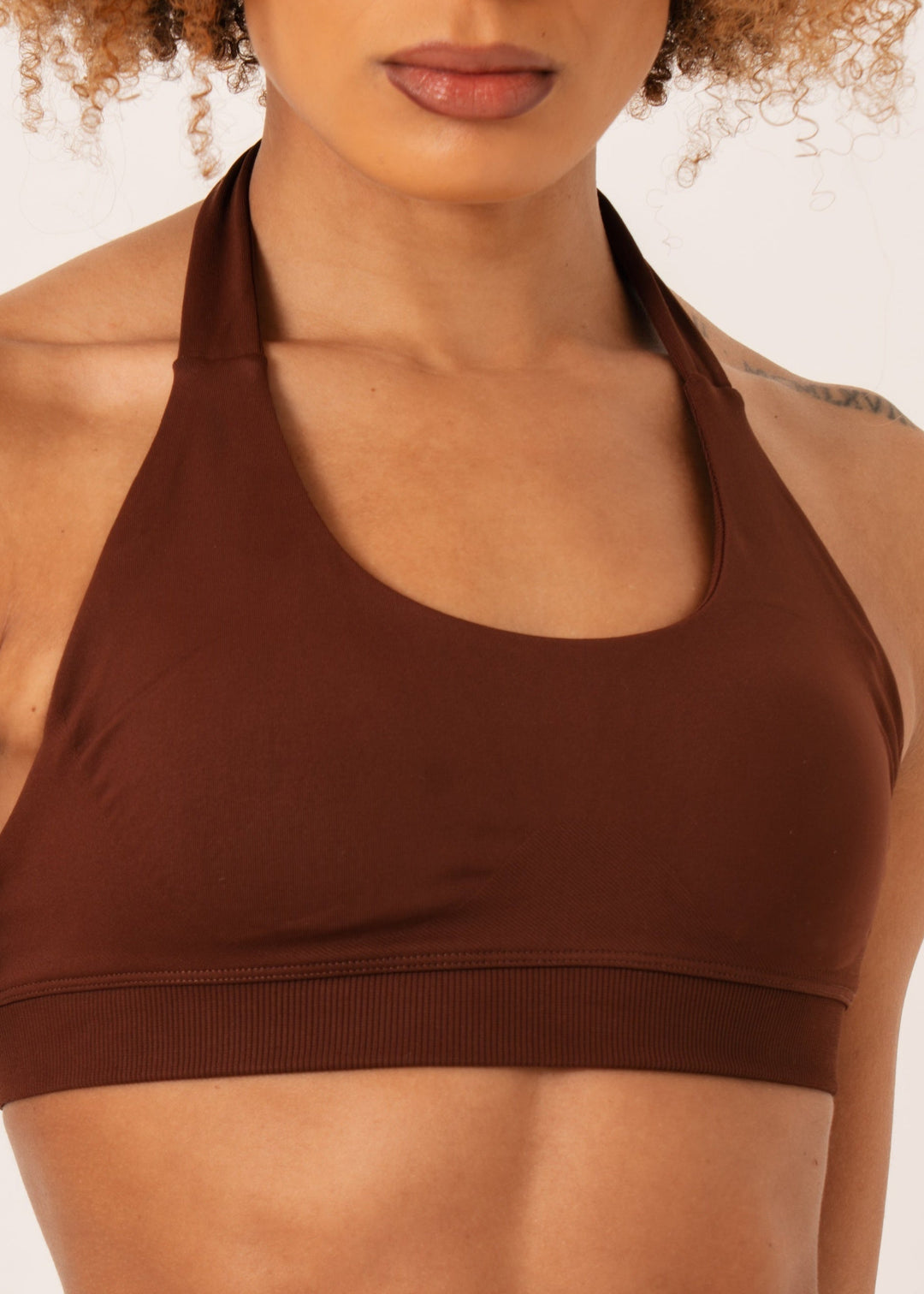 Enhance Halterneck Sport-BH Brown - Workout - Avae Wear
