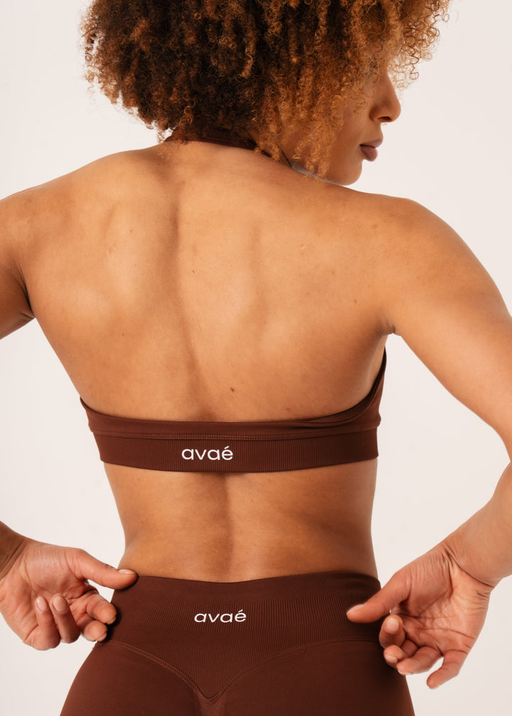 Enhance Halterneck Sport-BH Brown - Workout - Avae Wear