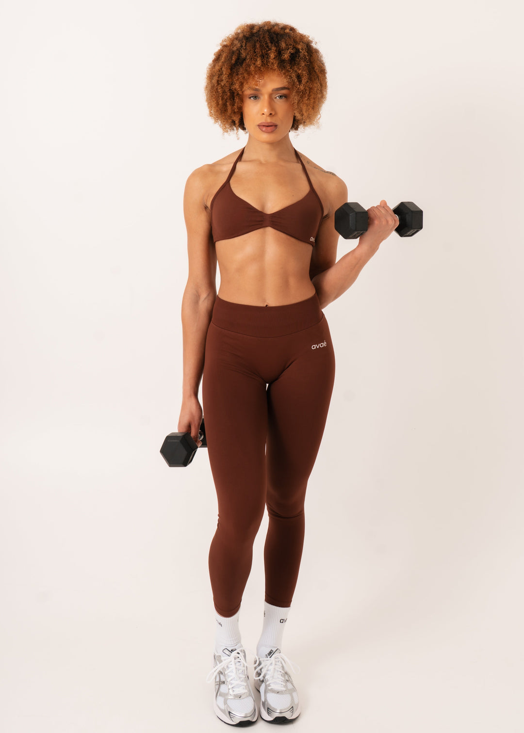 Enhance Strappy Sports Bra Brown - Workout - Avae Wear