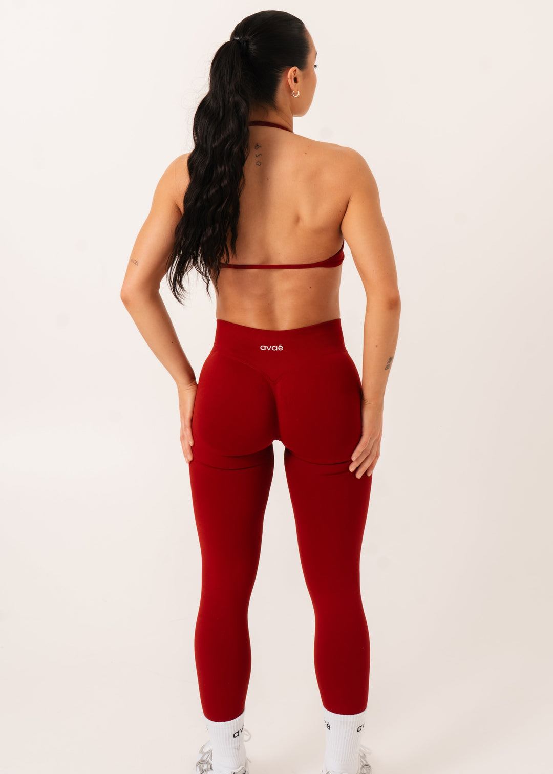 Enhance Strappy Sports Bra Red - Detail Compression Fit - Avae Wear