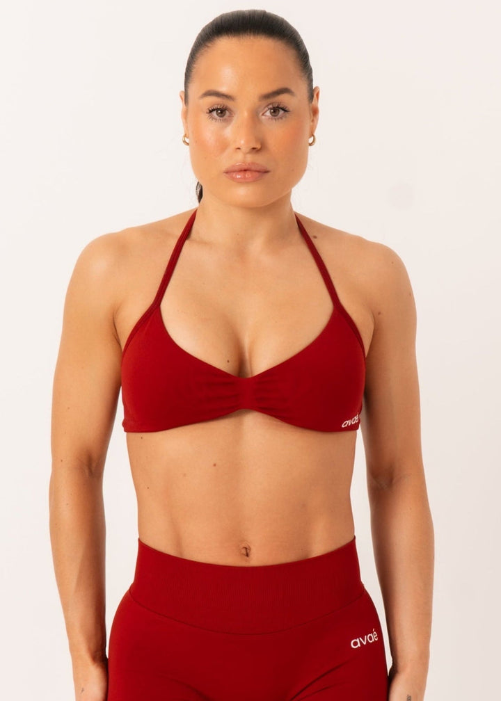 Avae Wear Enhance Strappy Sports Bra Red - Sports Bra Front View