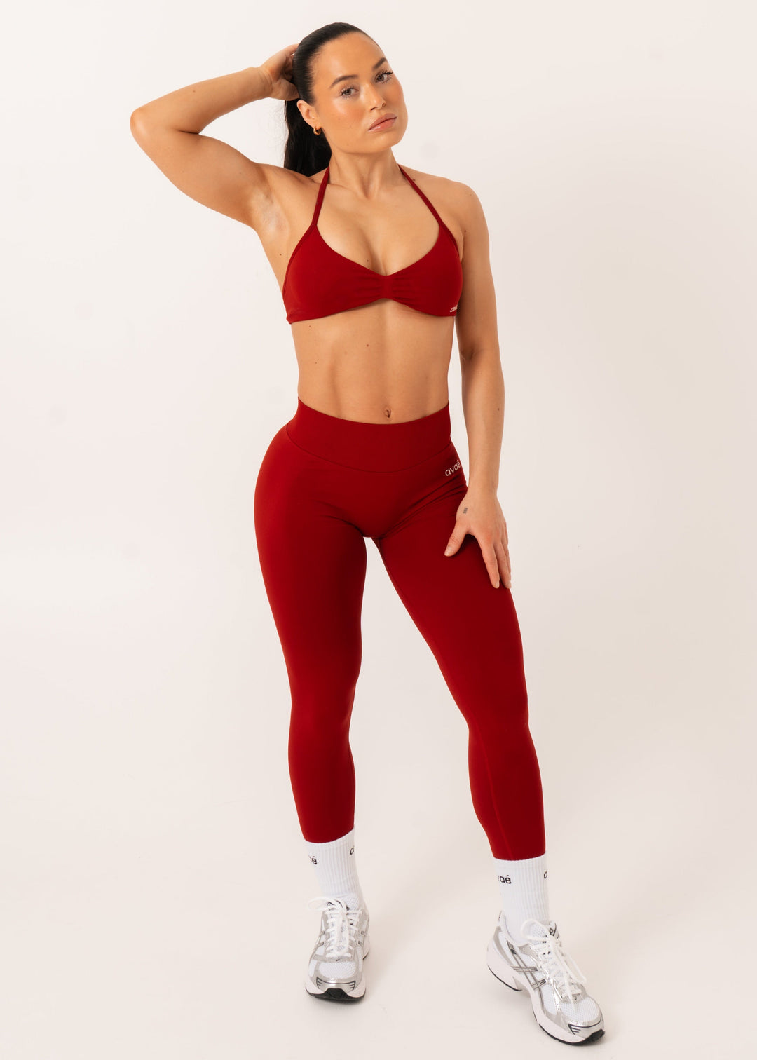Enhance Legging Red - Body Sculpting Back View - Avae Wear