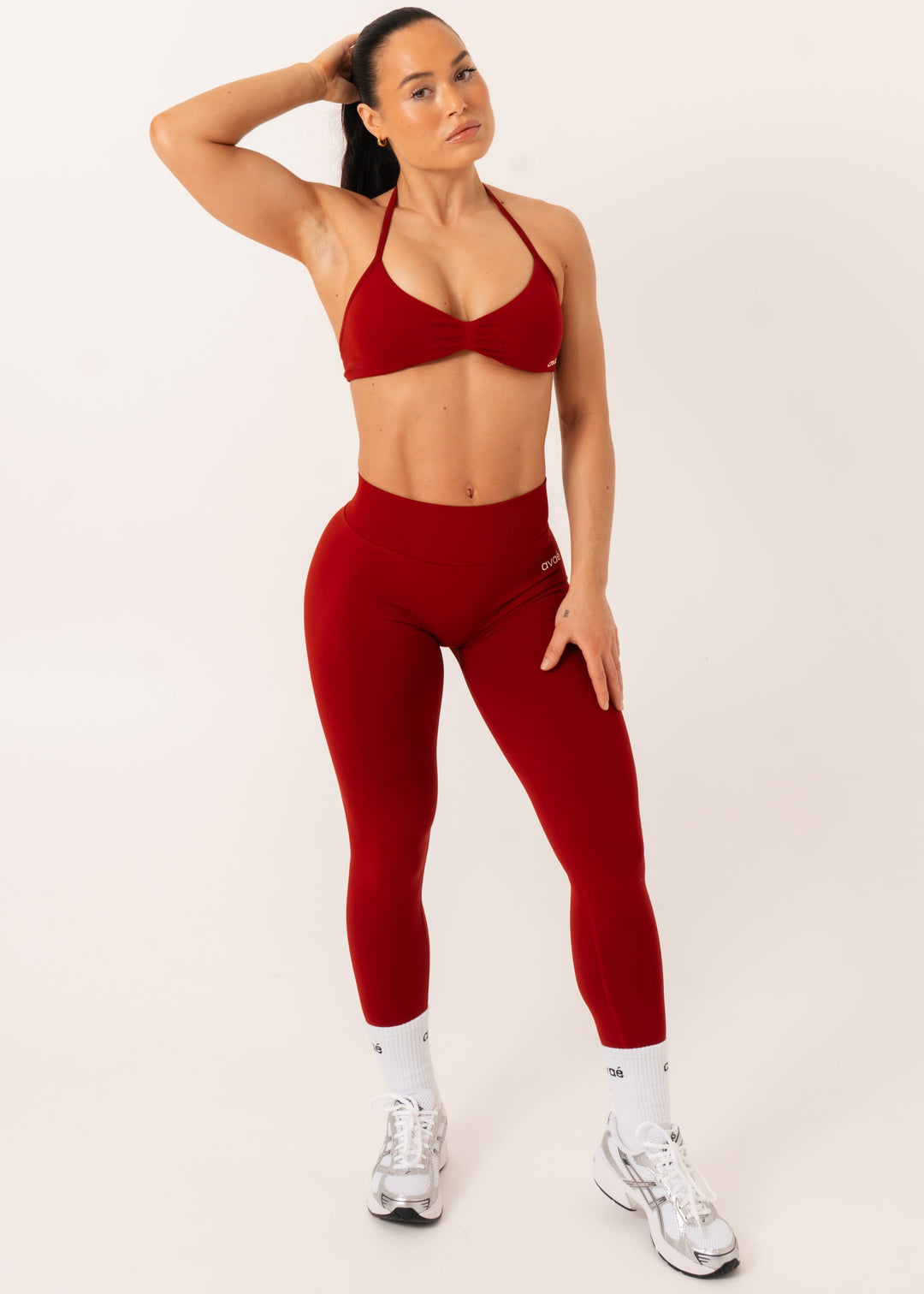 Enhance Strappy Sports Bra Red - Sculpt Fit Back View - Avae Wear