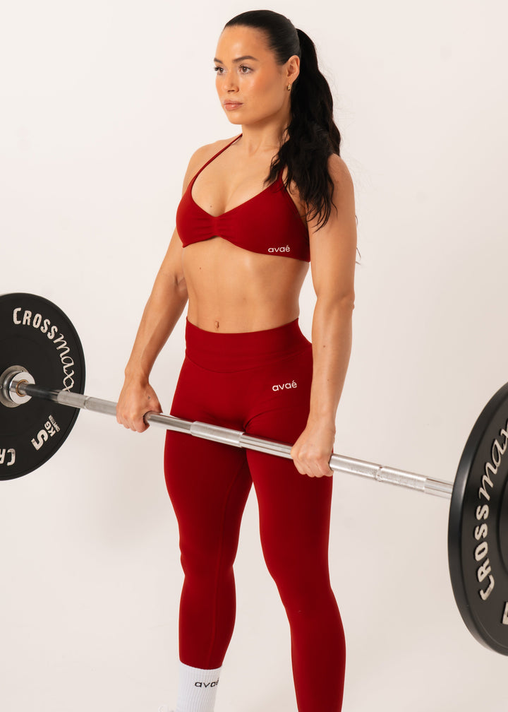 Enhance Strappy Sports Bra Red - Workout - Avae Wear