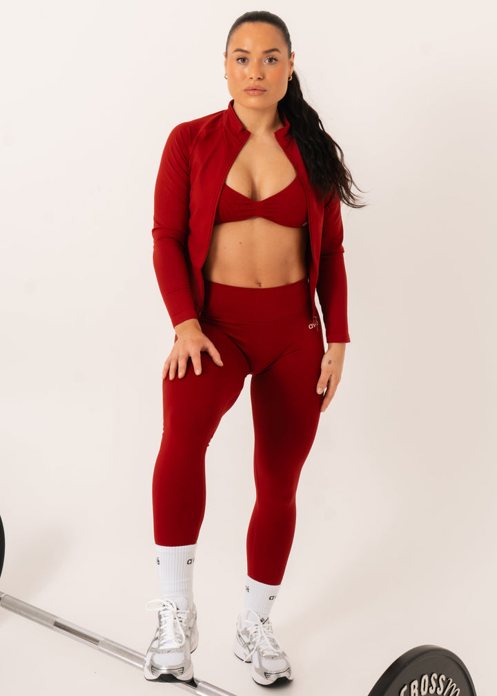 Enhance Full Zip Jacket Red - Workout - Avae Wear
