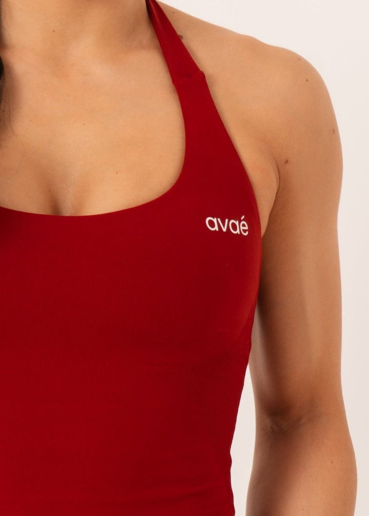 Enhance Halterneck Top Red - Workout - Avae Wear