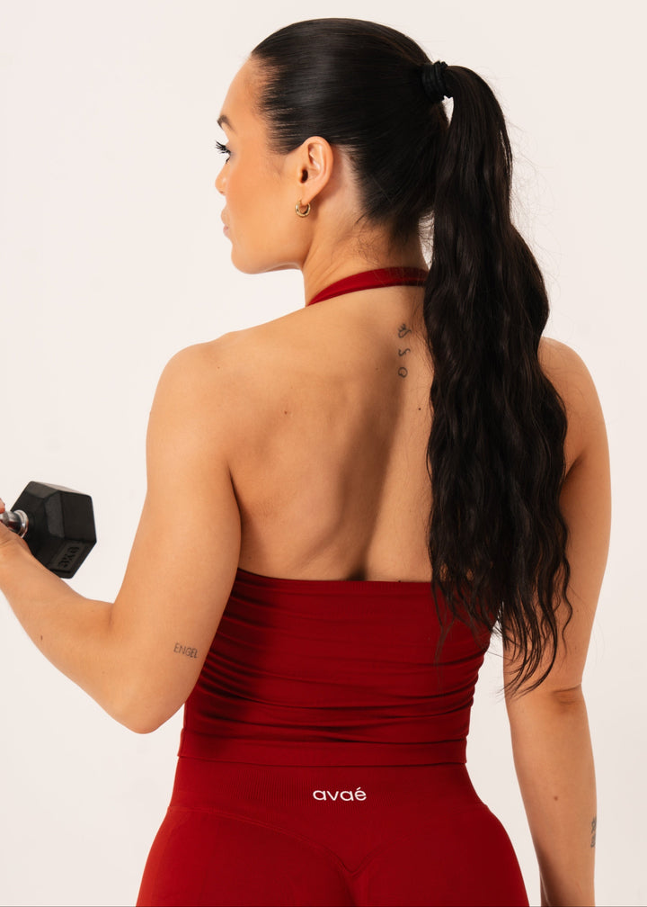 Enhance Halterneck Top Red - Workout - Avae Wear