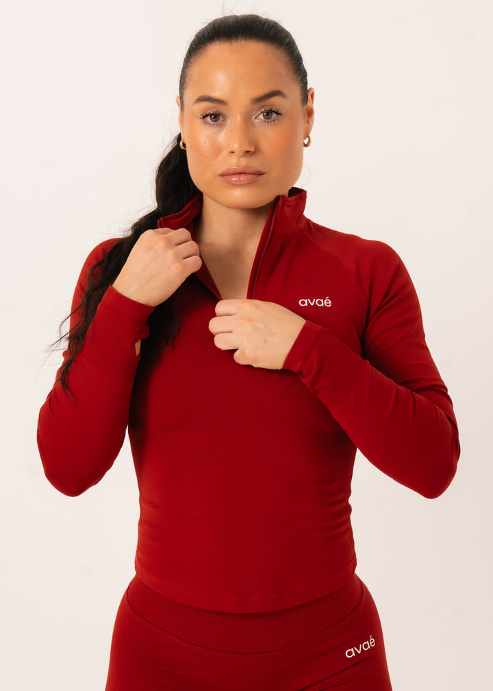 Avae Wear Enhance Half Zip Jacket Red - Sportjas Dames Vooraanzicht
