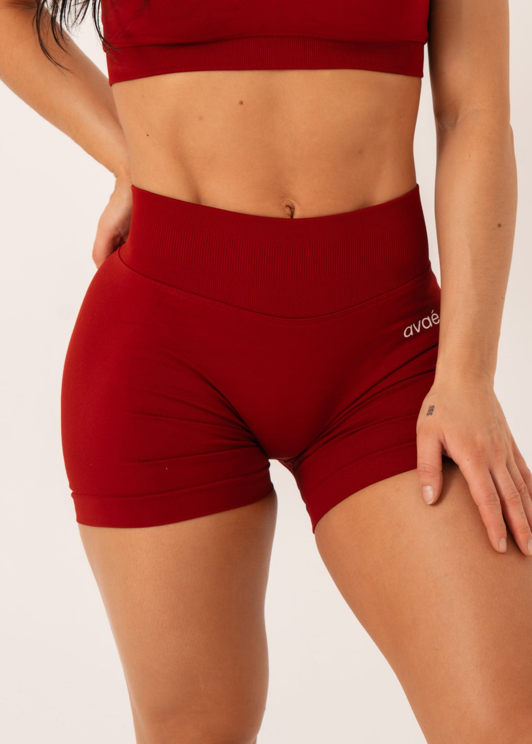 Avae Wear Enhance Shorts Red - Gym Shorts Women Front View