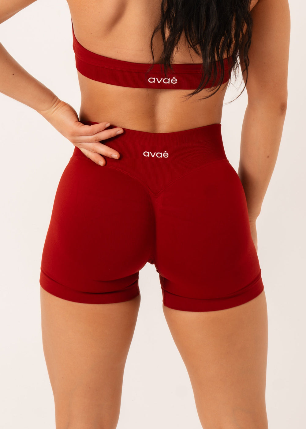 Enhance Shorts Red - Squat Proof Biker Shorts Side View - Avae Wear