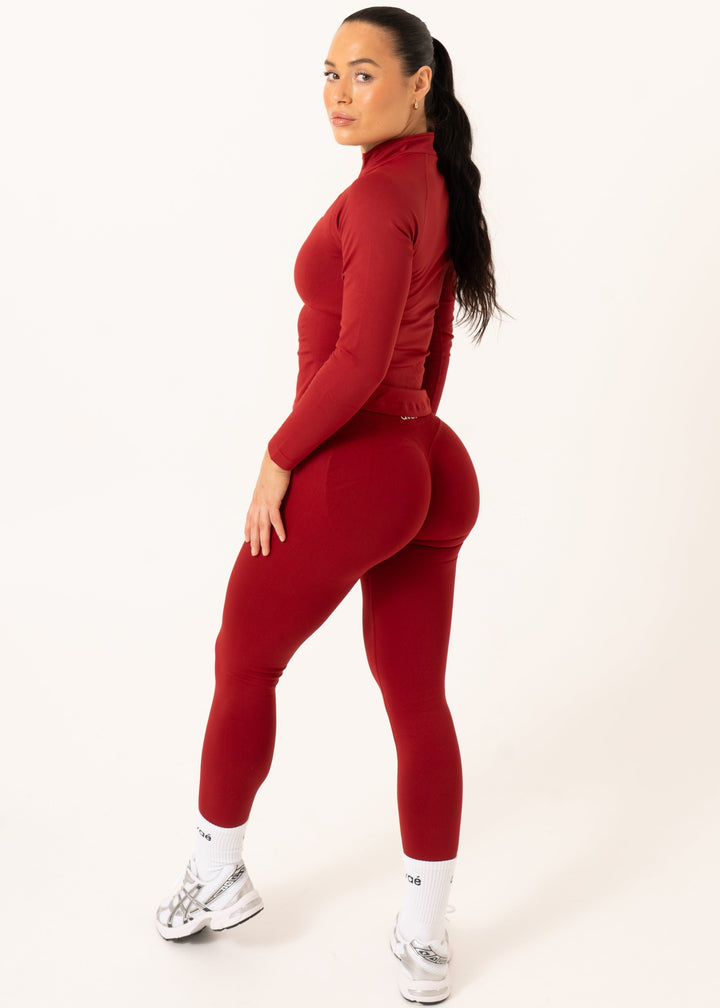Enhance Full Zip Jacket Red - Detail Compression Fit - Avae Wear