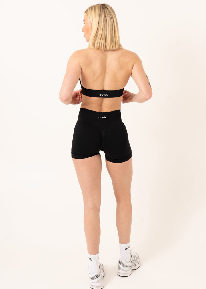 Enhance Halterneck Sports Bra Black - Detail Compression Fit - Avae Wear