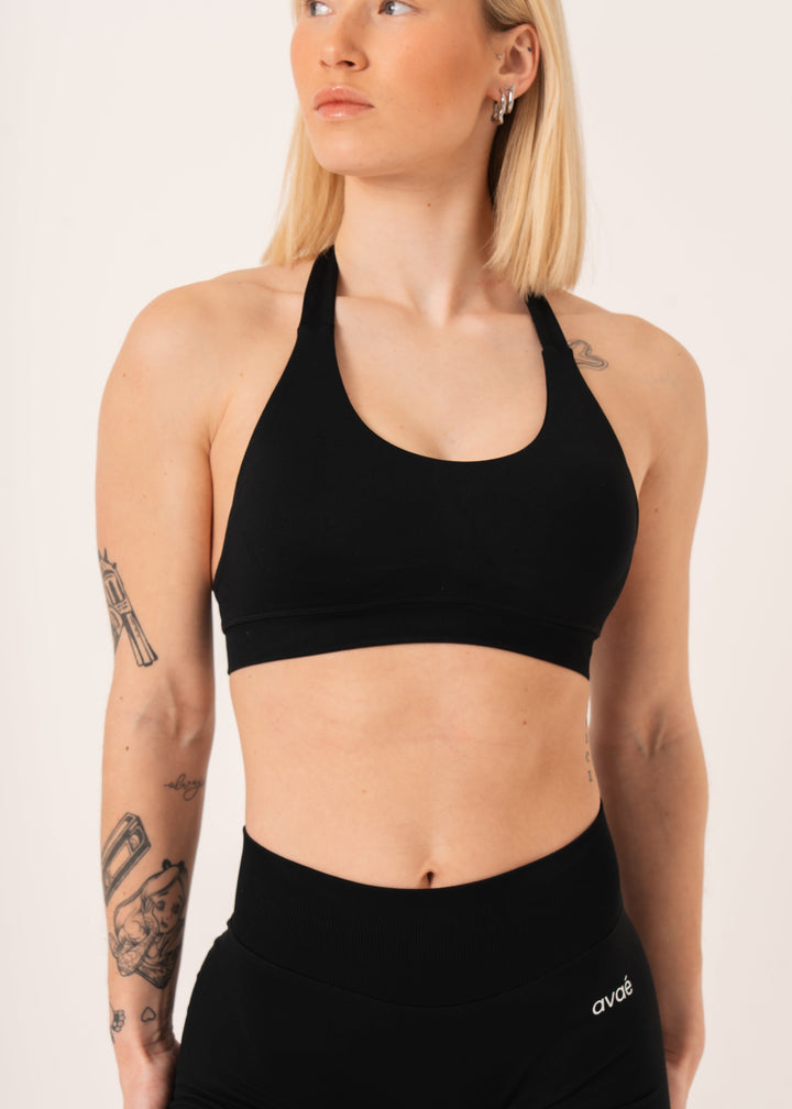 Enhance Halterneck Sports Bra Black - Workout - Avae Wear