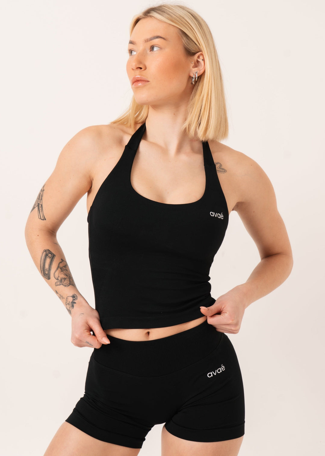 Enhance Halterneck Top Black - Workout - Avae Wear