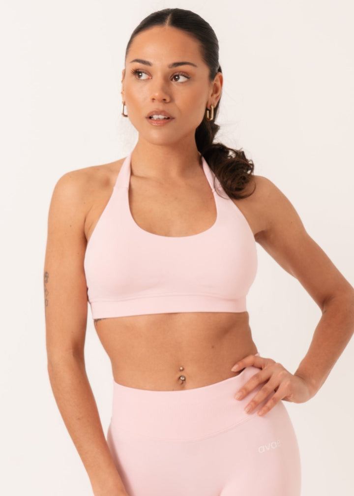 Avae Wear Enhance Halterneck Sports Bra Pink - Sports Bra Front View