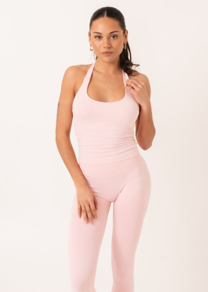 Enhance Halterneck Top Pink - Gym Top Back View - Avae Wear