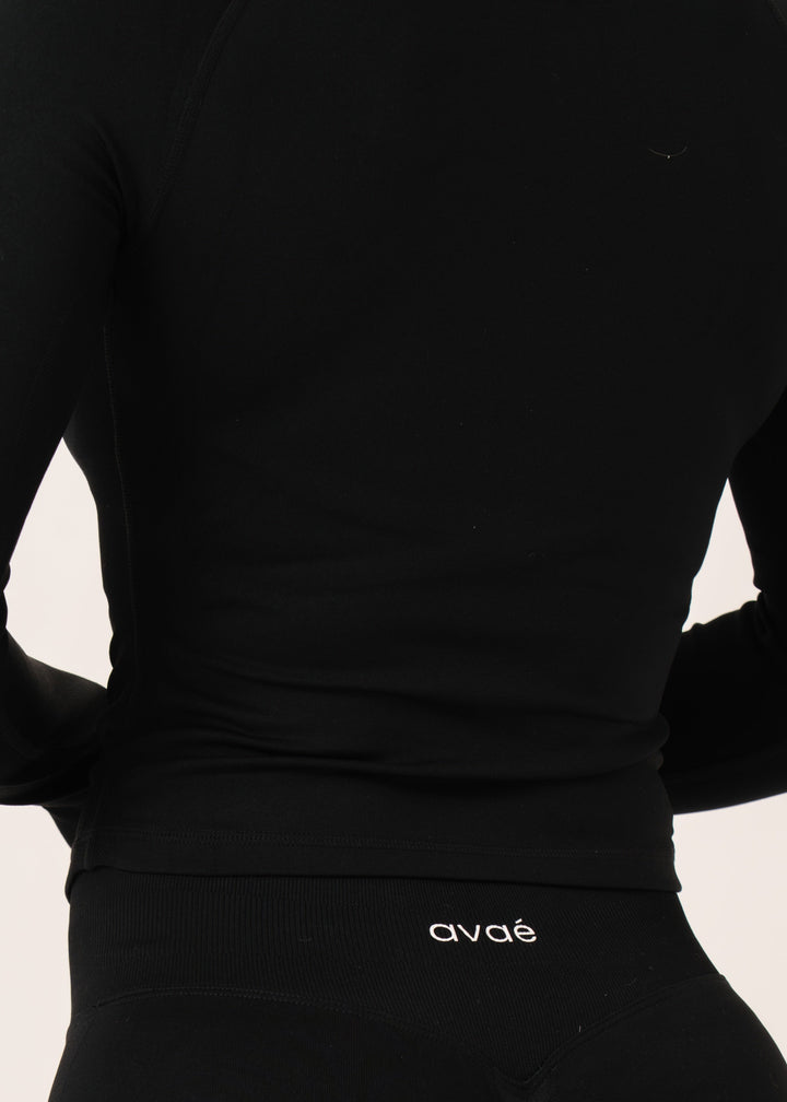 Enhance Half Zip Jacket Black - Shape-Enhancing Fit Achteraanzicht - Avae Wear