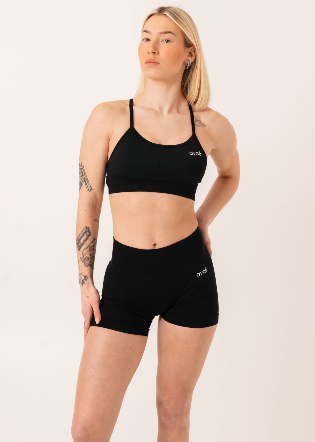 Enhance Crossback Sports Bra Black - Sculpt Fit Back View - Avae Wear