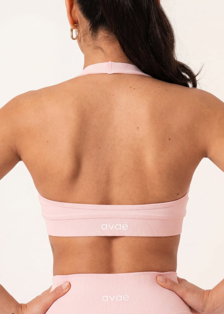 Enhance Halterneck Sports Bra Pink - Workout - Avae Wear